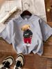 Bear Wearing Mask Printing TShirt Womens Basics ONeck T Shirts Comfortable Loose Short Sleeve Tops Summer Soft Woman Clothes