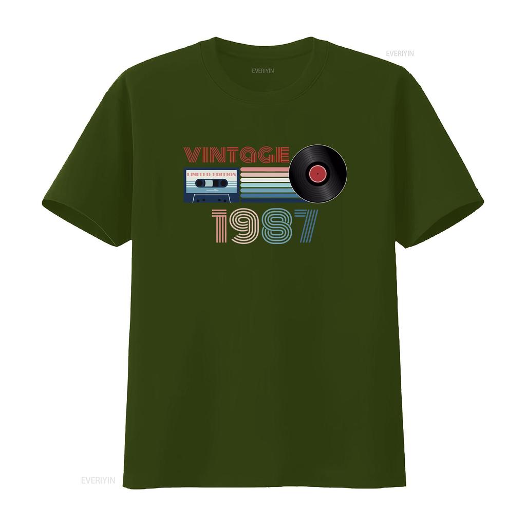 36th Birthday Mens Vintage 1987 T Shirt Present Top Vintage Washed Unisex Soft Fashion Comfortable Streetwear Homme Casual