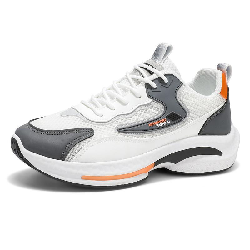 Oulylan New Men's Mesh Casual Sports Shoes Fashionable Versatile Comfortable Breathable Shoes With Leather Single Shoes
