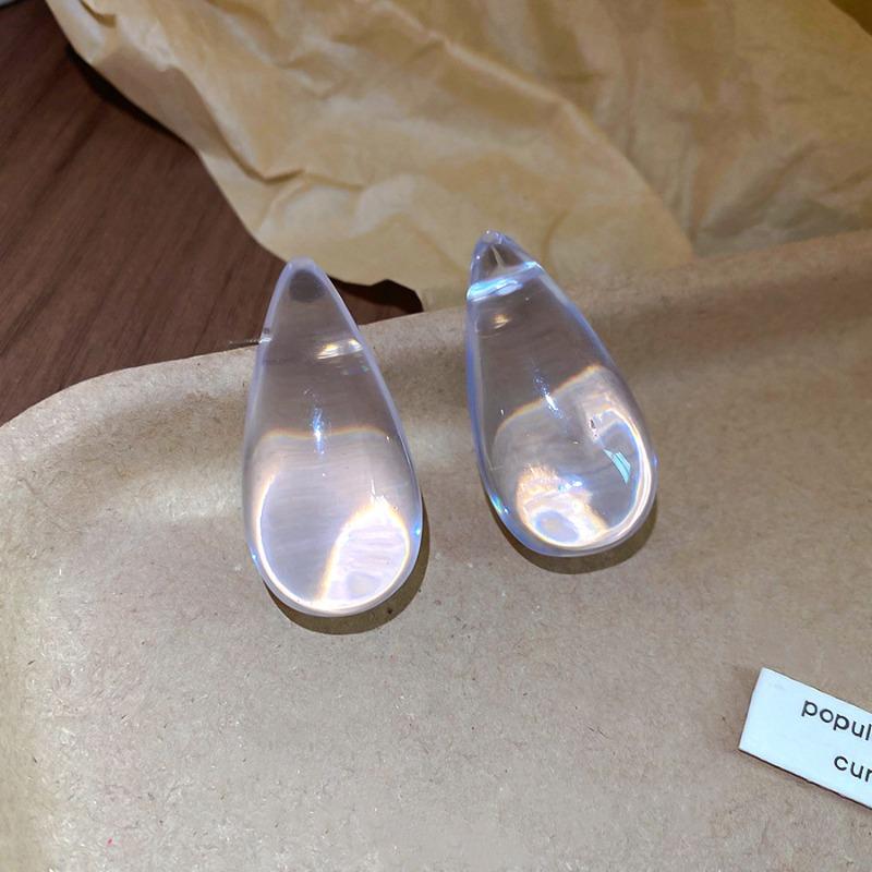 Einfache Transparente Harz Acryl Wassertropfen Hängende Dangle Ohrringe für Damen Statement Lässiger Urlaubs Schmuck