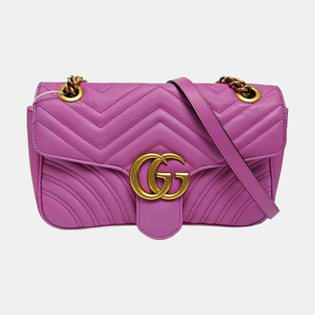 [Gebraucht] GG Marmont Medium Rosa Leder gesteppt Welle Schultertasche - Ausgezeichnet #1W42MYS
