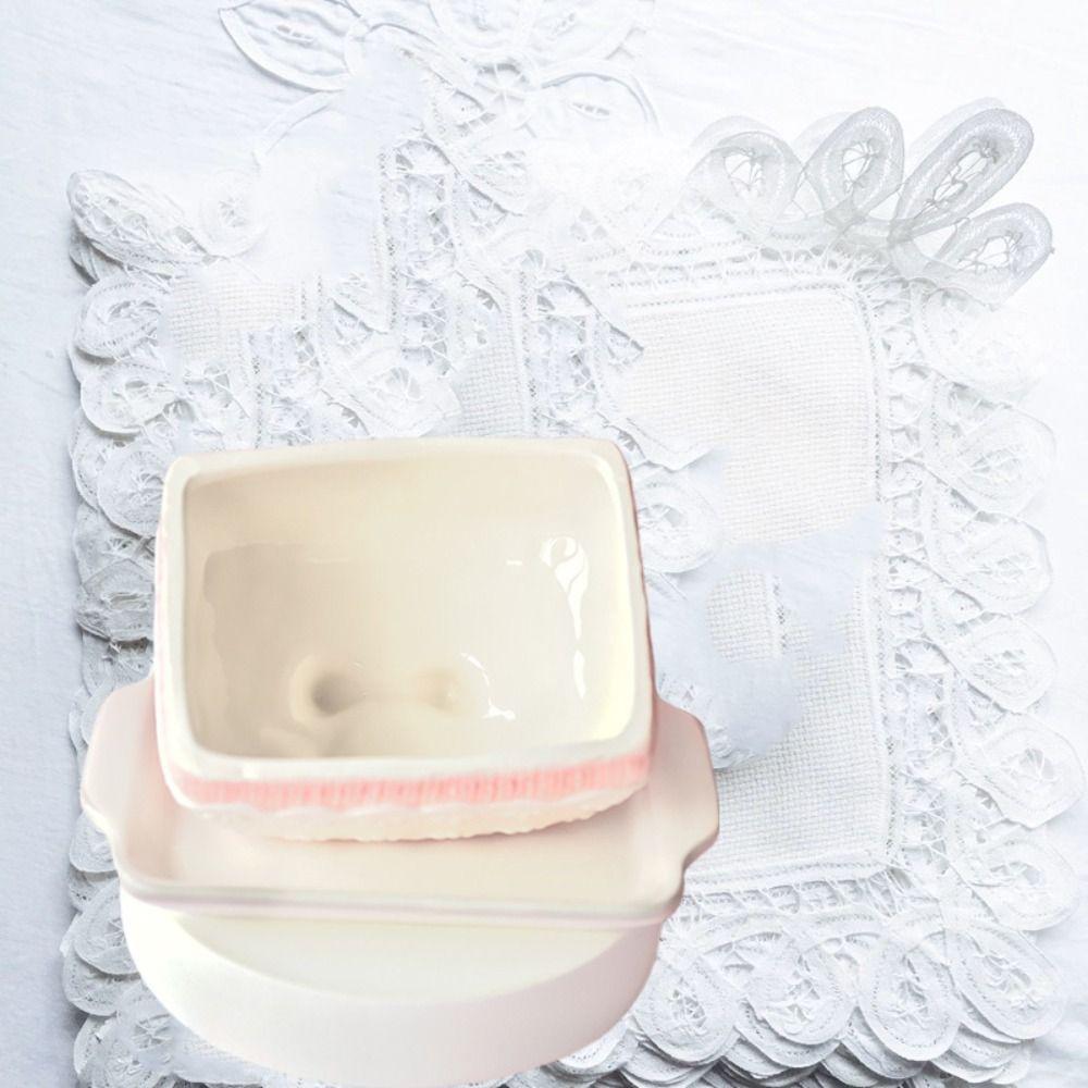 Pink Butter Cheese Plate Creative Pudding Storage Keeper Tray Home Decoration Butter Dish  Kitchen