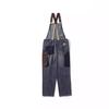Unisex Japanese Retro Overall Jeans with Contrasting Suspenders