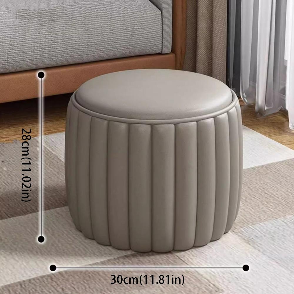 Upholstered Pumpkin Stool Low Profile Footstool Ottoman Storage Seat Entryway Use серый