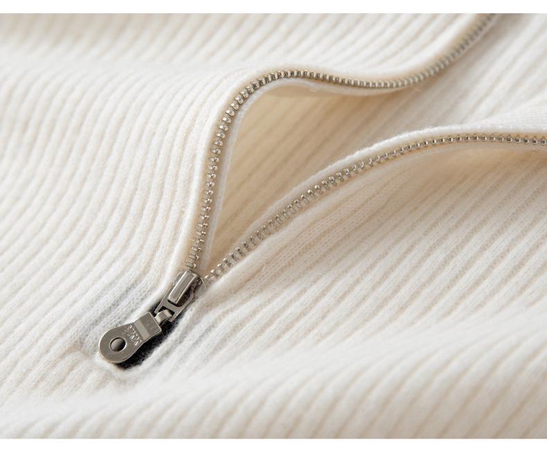 Women's Cashmere Half-High Collar Zipper Pullover Sweater - Autumn & Winter Collection