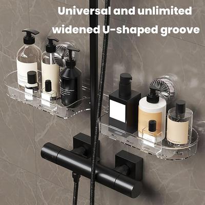 Bathroom Storage Rack with Suction Cup Strong Load-bearing Self-draining Shampoo Sponge Holder Multi-Function Organizer