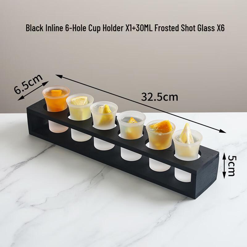 Frosted 30ML Bullet Shot Glass Set with Black Rack