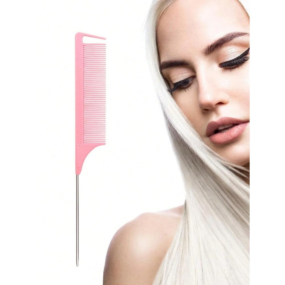 Stainless Steel Pointed Tail Comb, Professional Hair Styling & Parting Comb, Salon Hairdressing Tool,Suitable for Real Hair Wigs