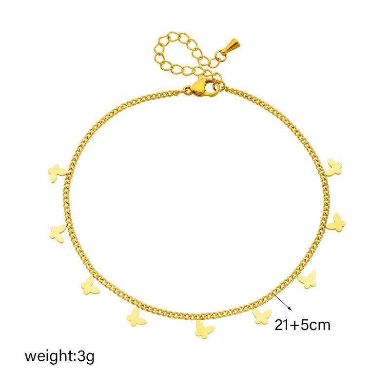Minimalist Small Butterfly Gold Tone Chain Anklet Daily Versatile Accessory
