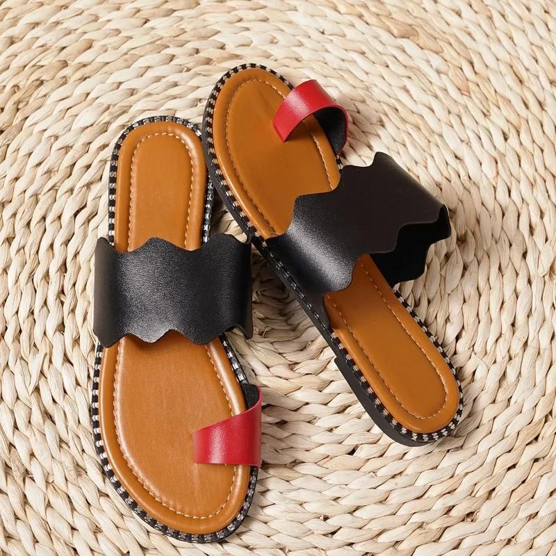

Мода Плюс Размер 2025 Лето Новые Шлепанцы Женские Открытый Носок Смешанные Цвета Плоские С Окантовкой Вьетнамки Уличные Повседневные Пляжные Шлепанцы 43 чёрный