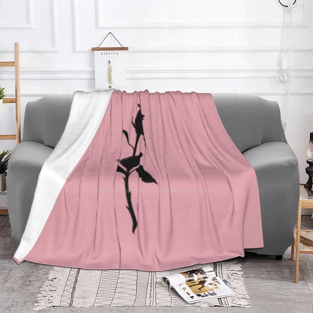 Rose Silhouette For Home Sofa Bed Camping Car Plane Travel Portable Blanket Rose Flower Silhouette Beautiful Lovely Romantic