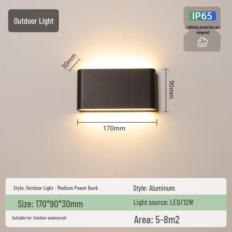 Ultra-Thin Waterproof Outdoor Wall Lamp - Long Strip Terrace & Courtyard Decorative Light