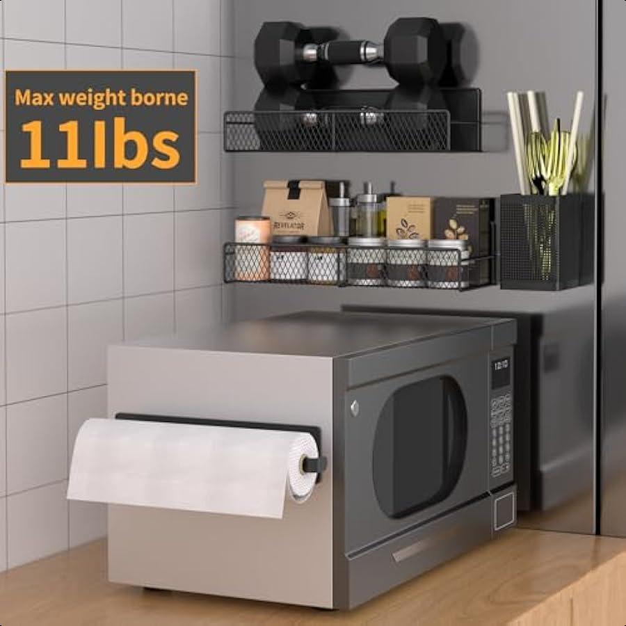 Magnetic Spice Rack for Refrigerator 6 Pack Metal Magnetic Shelf Black Moveable Spice Organizer Strong Magnetic Storage Fridge