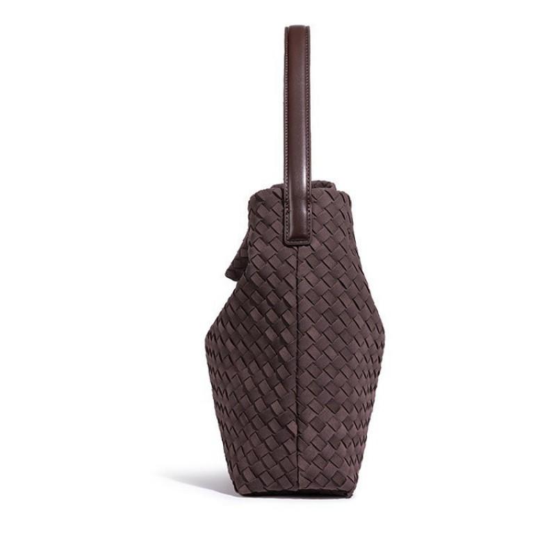 Woven Tote Bag Women Large Capacity Soft Leather Shoulder Crossbody Urban Chic Vintage Style