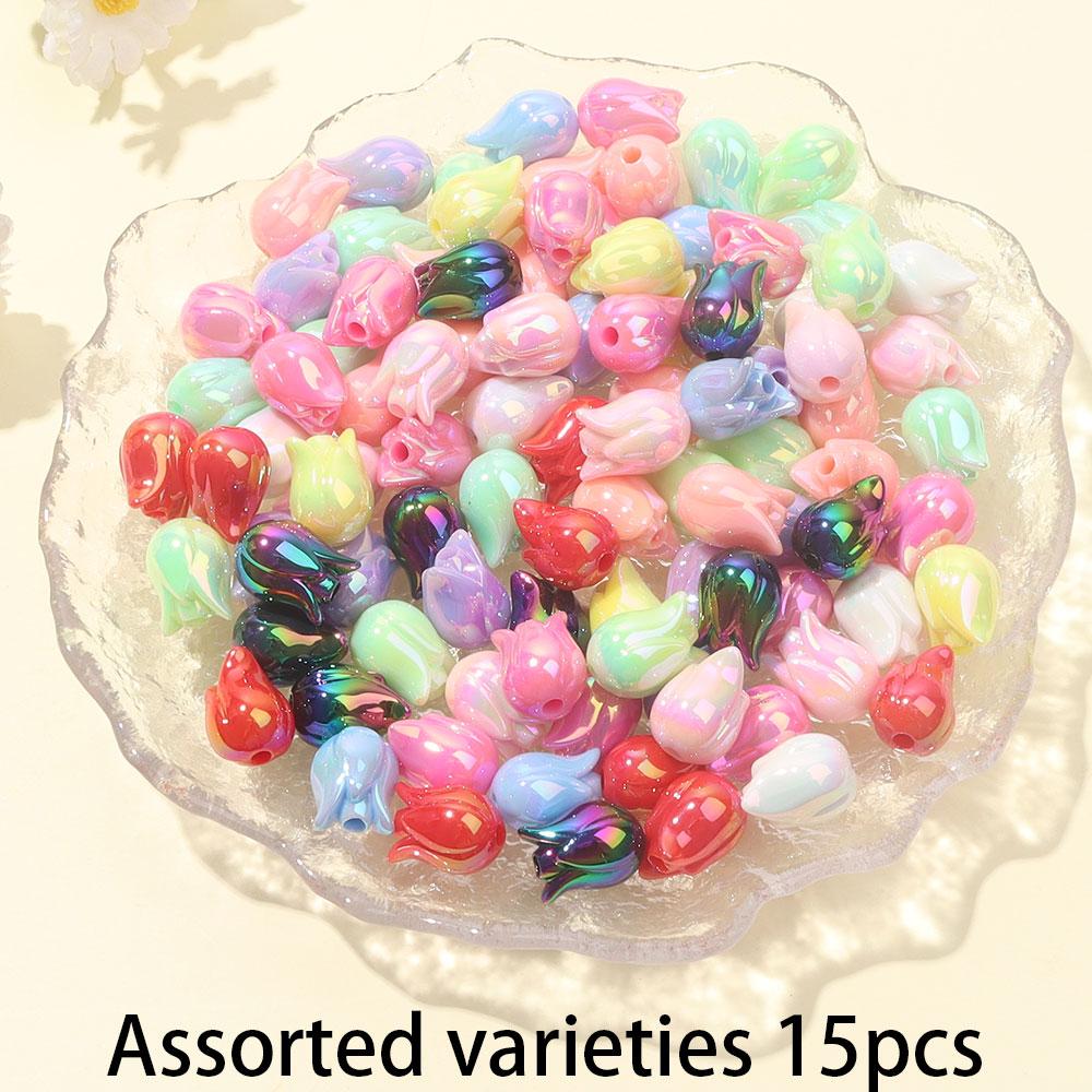 

15/25/35 шт. Акриловые нефритовые ароматные бусины в форме весеннего цветка радуги красочные цветочные интервалы бусины изготовление украшений своими руками летние каникулы 15pcs