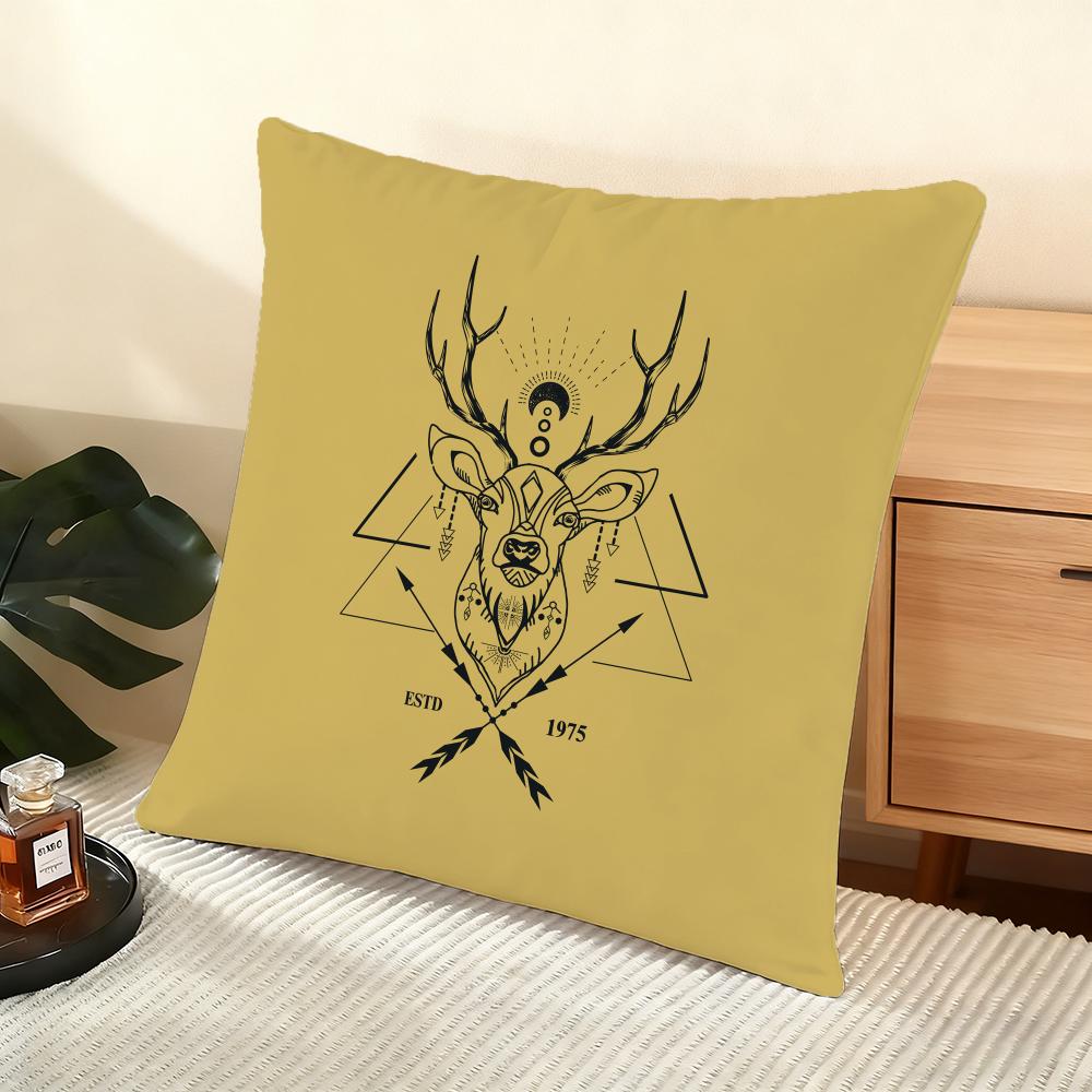 Modern Nordic Style Deer Head Cushion Cover Soft Short Plush Pillow Cover Smooth Cozy Texture Aesthetic Cushion Case Home Decor