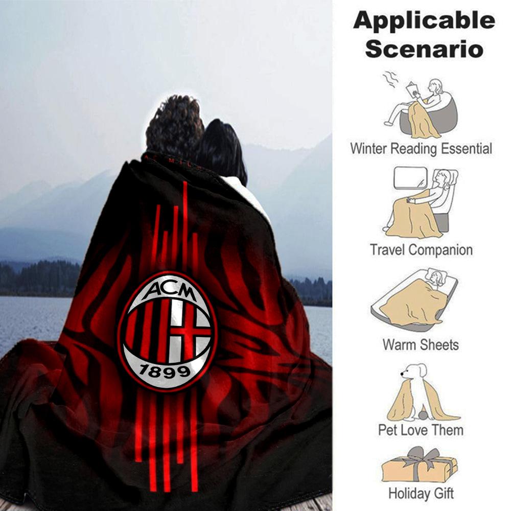 AC Milan Print Flannel Blanket High Quality Warm Comfortable Cover for All Seasons Perfect for Gifts Home Decor