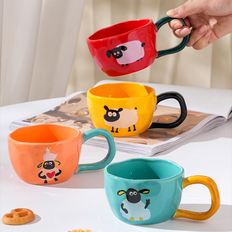 

Кружка с изображением ягненка, мультяшный домашний набор с одной чашкой, милая парная чашка для воды, маленькая подарочная чашка 330ML