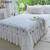 European Style Cotton Floral Wrap Around Ruffle Lace Bed Skirt Sheet Pillowcase Thickened Bed Cover Cotton Quilted Bedspread #/