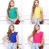Elegant Womens Sleeveless Chiffon Tops With Timeless Design In Blue Green Red