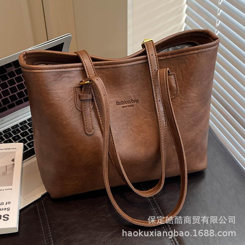 Retro big bag women's 2025 new trendy fashion versatile high sense large capacity tote bag commuter shoulder bag