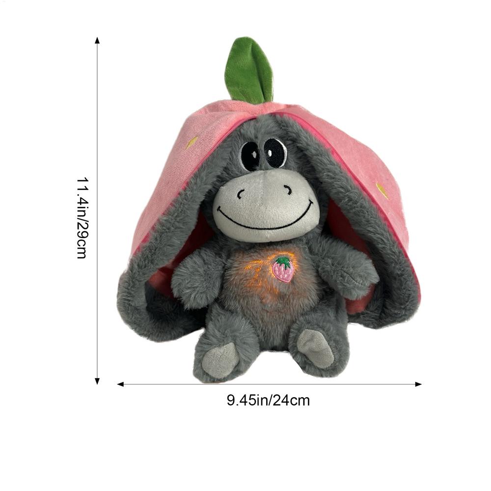 Strawberry Donkey Plush Toy Stuffed Creative Into Fruit Transform Breathing Avocado Donkey Sleeping Doll 30cm Kid Birthday Gift