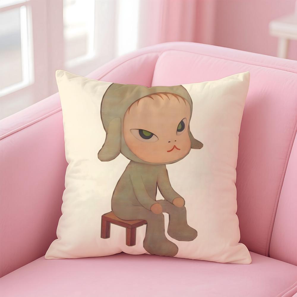 

Cute Yoshitomo Nara Cushion Cover Comfortable Reversible Pillow Cover Ideal for Car Sofa Bedroom & Beyond 12x12Inch