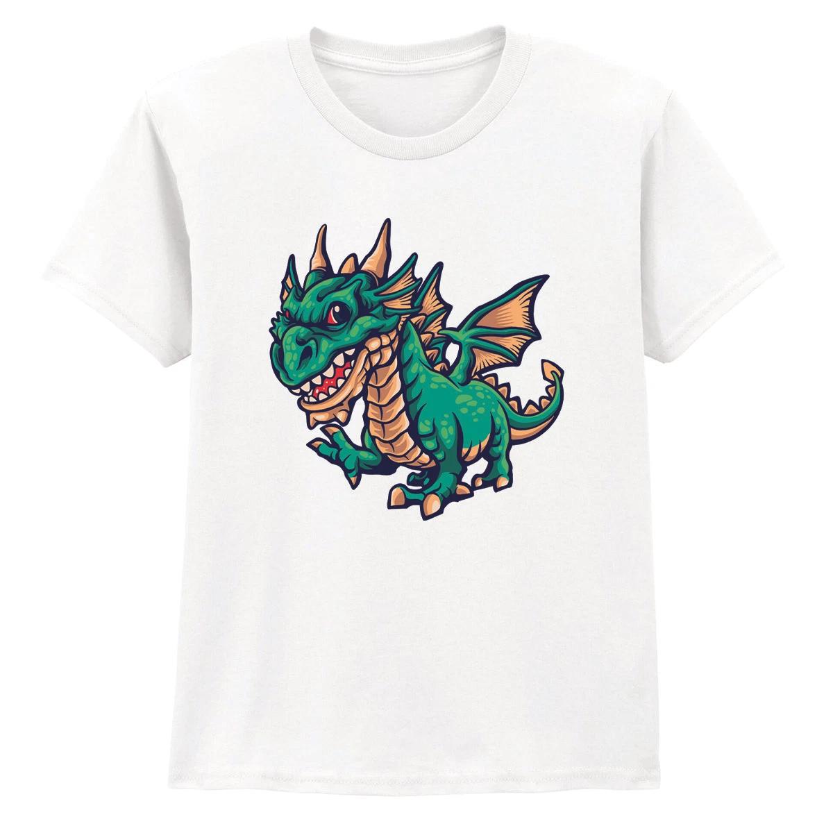 Green Dragon Fantasy Animals Boys T-Shirt Kids Action Adventure Tee 150