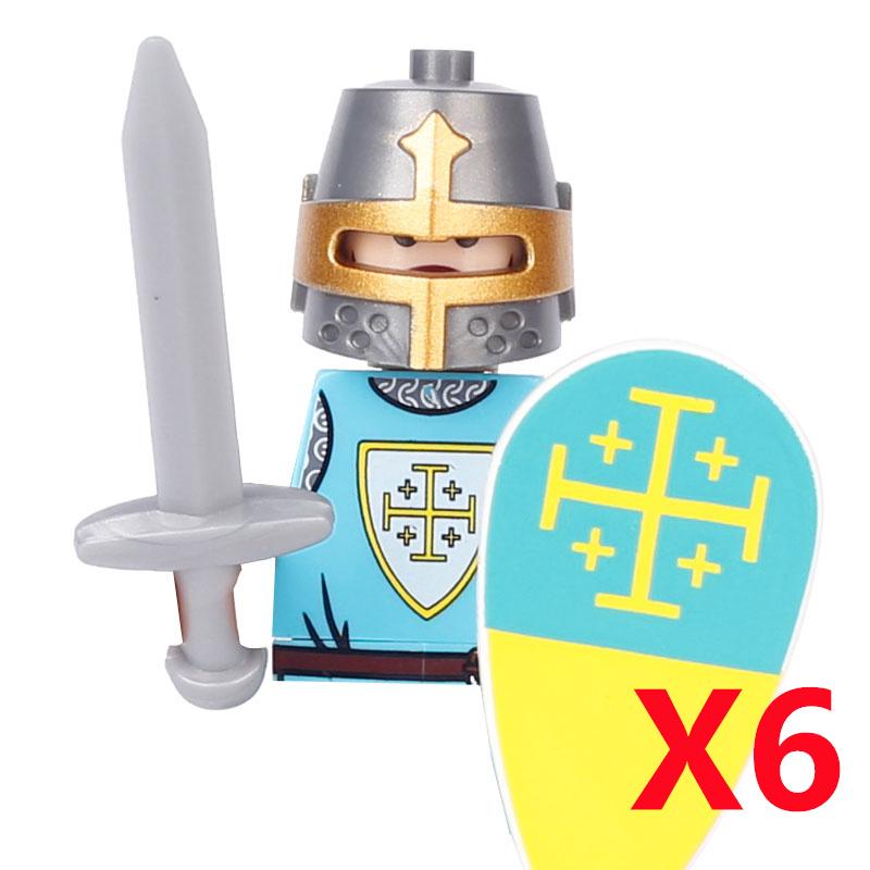 MOC Medieval Knight Castle Figures Building Blocks Weapon Wolf Swordsmen Guard Bow Arrow Shield Flags Warhorse Toys Gifts S002