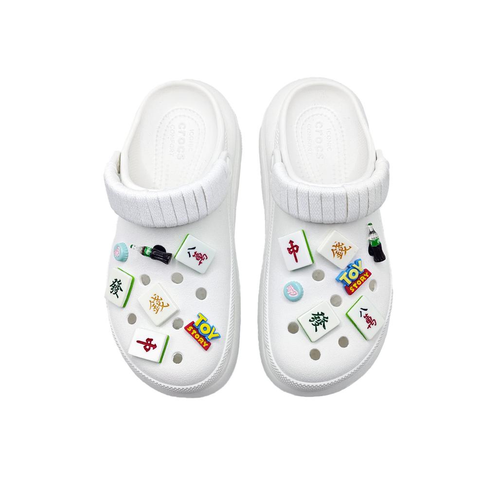 Crocs Crush Clog Tianhu Mahjong Pure Suits EVA Jinling Trend Creative Accessories Pendant Fashionable and Versatile Clogs Unisex White