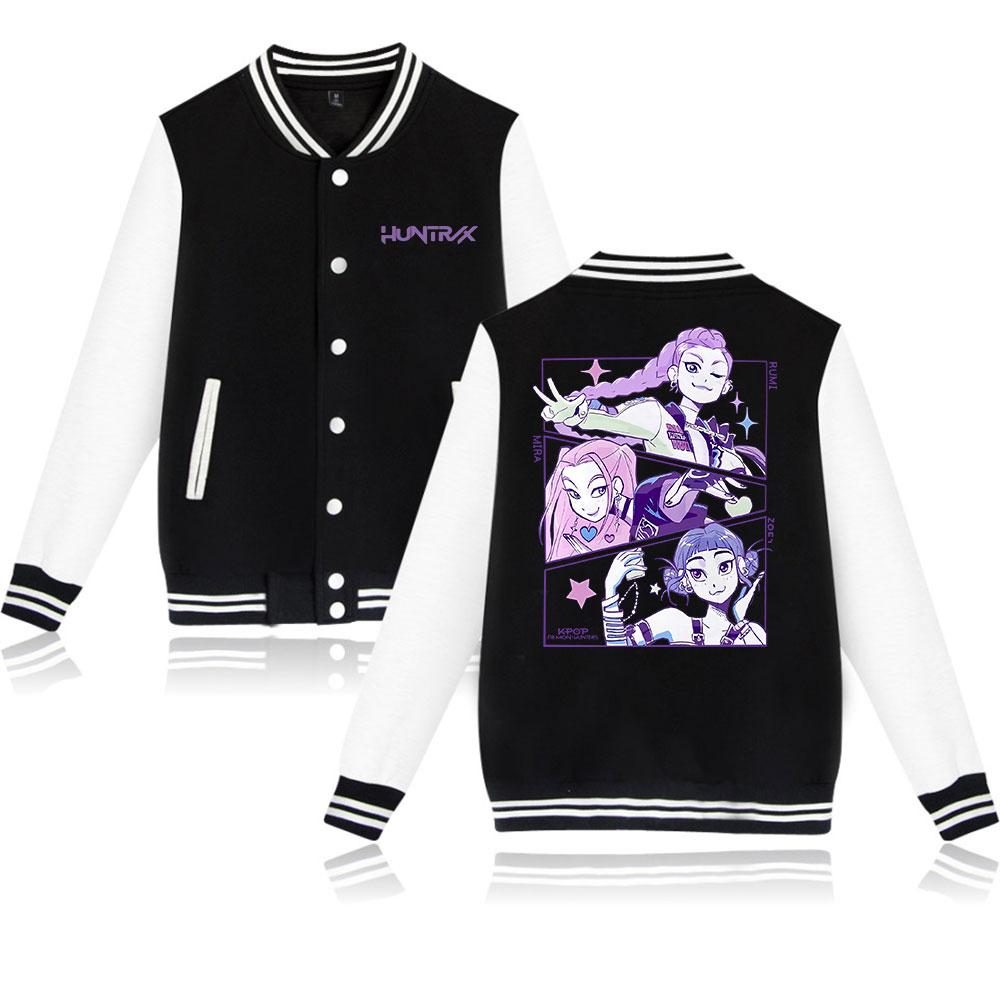 Fashion KPop Demon Hunters Graphic Jacket Women Men Oversized Baseball Coat Jacket Streetwear Spring Autumn Outwear