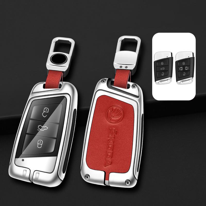 AAAAM1 Zinc Alloy Car Smart Remote Key Case Bag Cover Holder Shell Fob For Skoda Superb A7 Karoq Kodiaq 2020 2021 Keychain Accessories