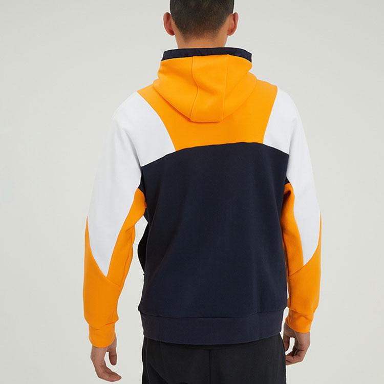 adidas Color Block Full Zip Hooded Jacket Navy Orange White Men's HE7471