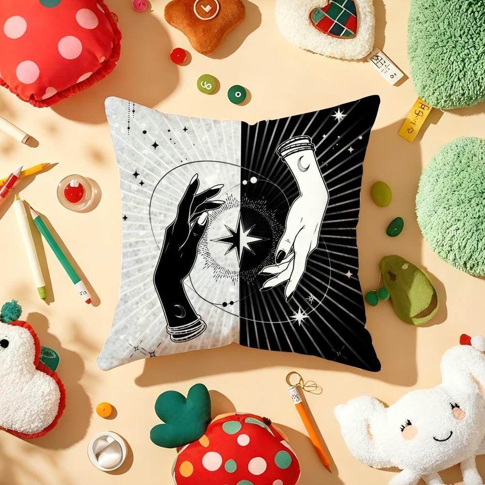 Celestial Hands Art Print Cushion Cover Plush Fabric Soft Double-Sided Printed Sofa Warm Winter Home Gift Pillow Cover