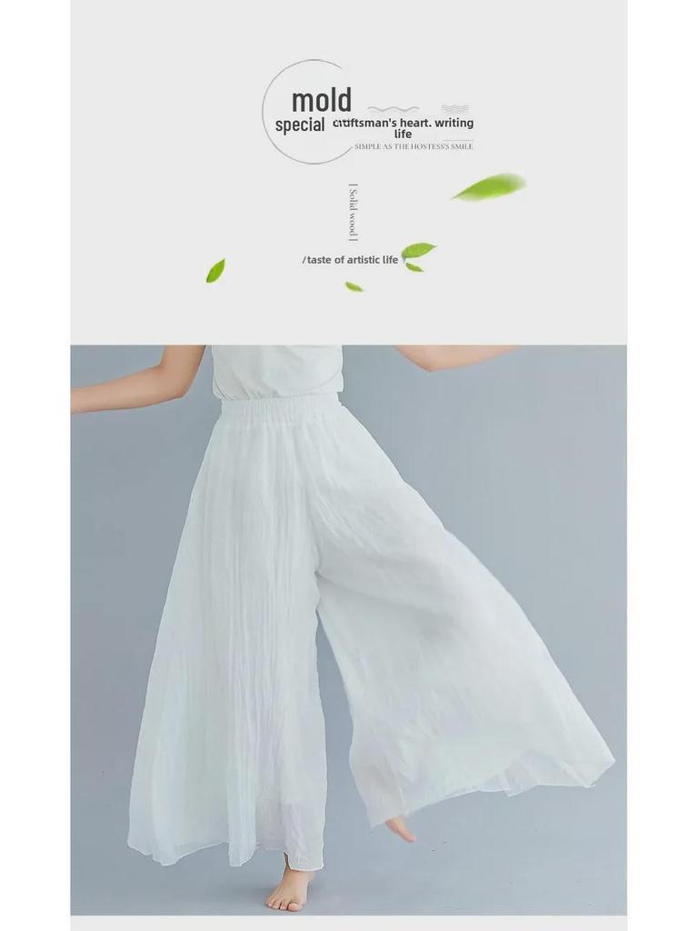 Ethnic Style Plus Size Elastic Waist Linen Skirt-Pants, 12 Colors - Lotte 2024 Mori Girl Collection