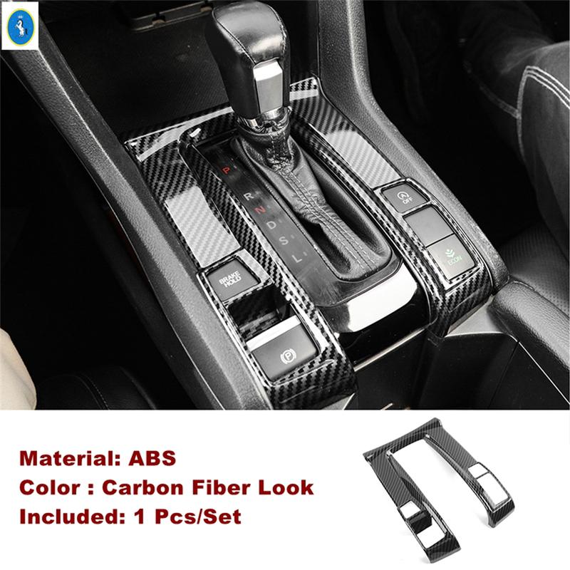 Carbon Fiber / Matte ABS Auto Center Control Gear Shift Panel Decor Frame Accessories Cover Trim Fit For Honda Civic 2016 -