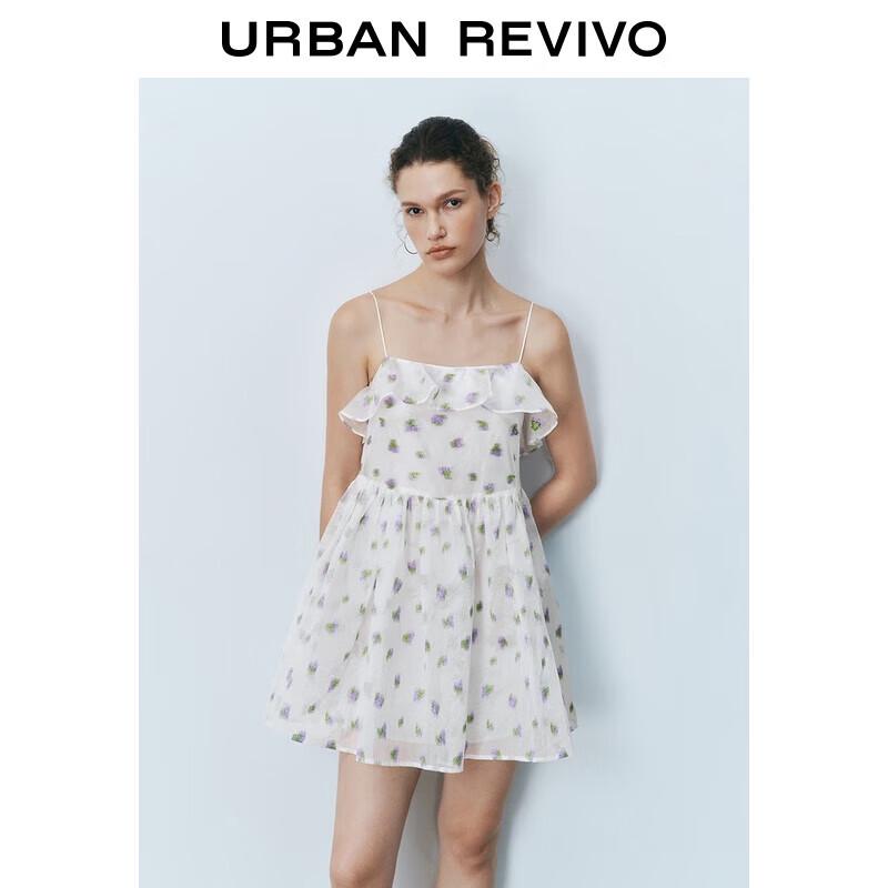 

UR 2025 Женское платье-ками с оборками и цветочной вышивкой M