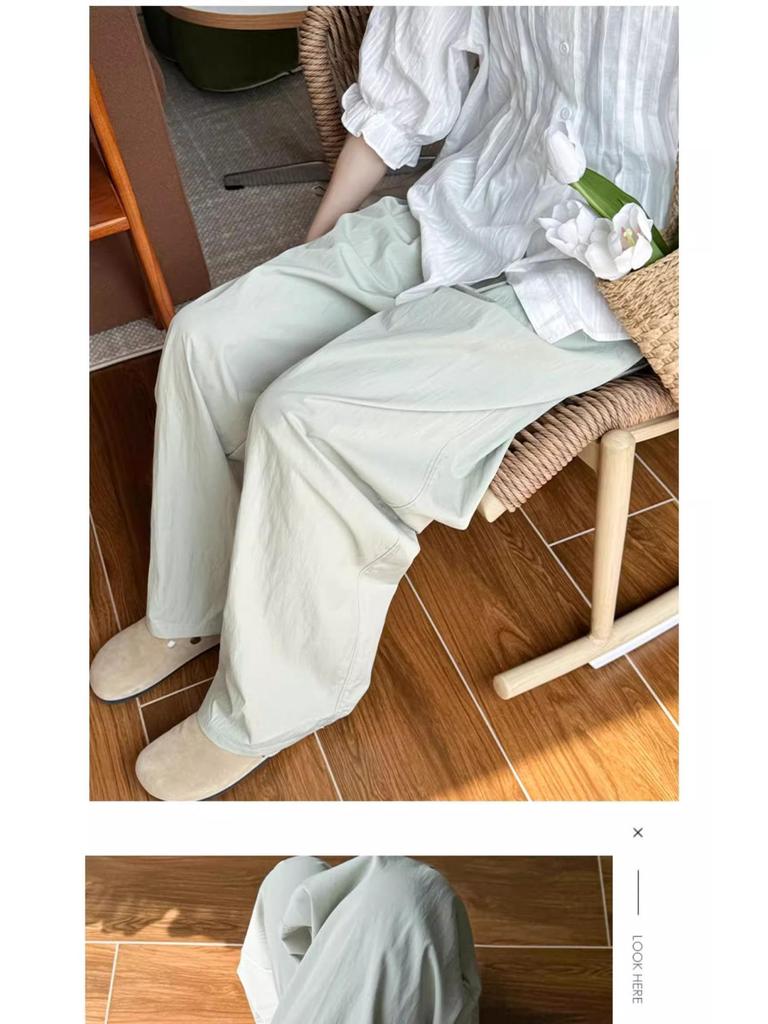 Eisseide Damen Weitbeinige High-Waist Schlankmachende Hose - Sommer Übergröße Hose