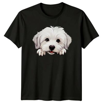 Cute White Dog Peek A Boo TShirt Adorable Puppy Graphic Tee