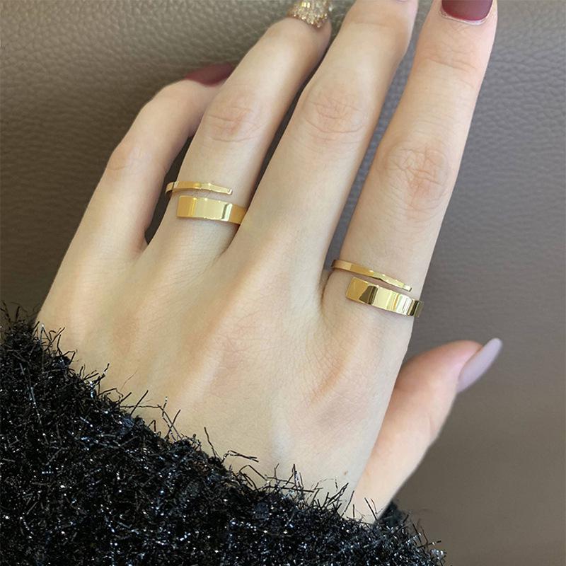 

Minimalist Korean Style 18K Rose Gold Plated Titanium Steel Stacking Ring for Women Size 5 золотой