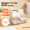 Countertop Makeup Organizer Desktop Storage Box, Clear PET Drawers Organizer, Stackable Space Small Item Sorting Box Saving Case, for Office