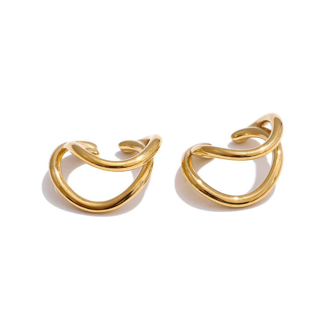 

Yhpup Trendy Minimalist Double Layer Geometric Ear Clip Bone Earrings Non Piercing Stainless Steel Waterproof Charm Jewelry 2025
