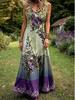 2026 Sommer Übergröße Damen V-Ausschnitt Blumenprint Ärmellos Elegant Langes Kleid