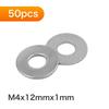Winova Flat Washers, Gasket Spacers, 304 Stainless Steel Flat Washers, M4x12mmx1mm, Pack of 50