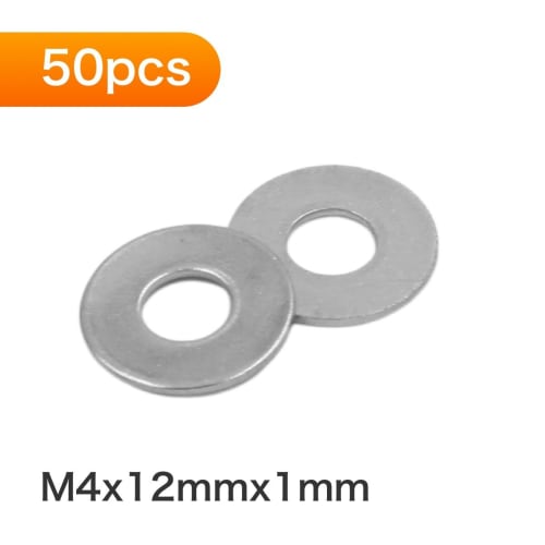 Winova Flat Washers, Gasket Spacers, 304 Stainless Steel Flat Washers, M4x12mmx1mm, Pack of 50