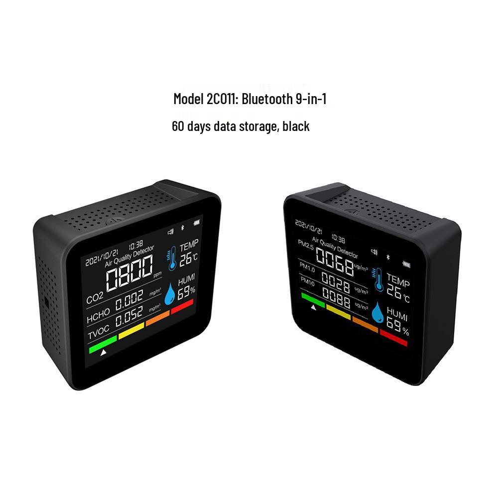 9-in-1 Bluetooth Air Quality Detector: CO2, PM2.5, Dust, TVOC, Formaldehyde