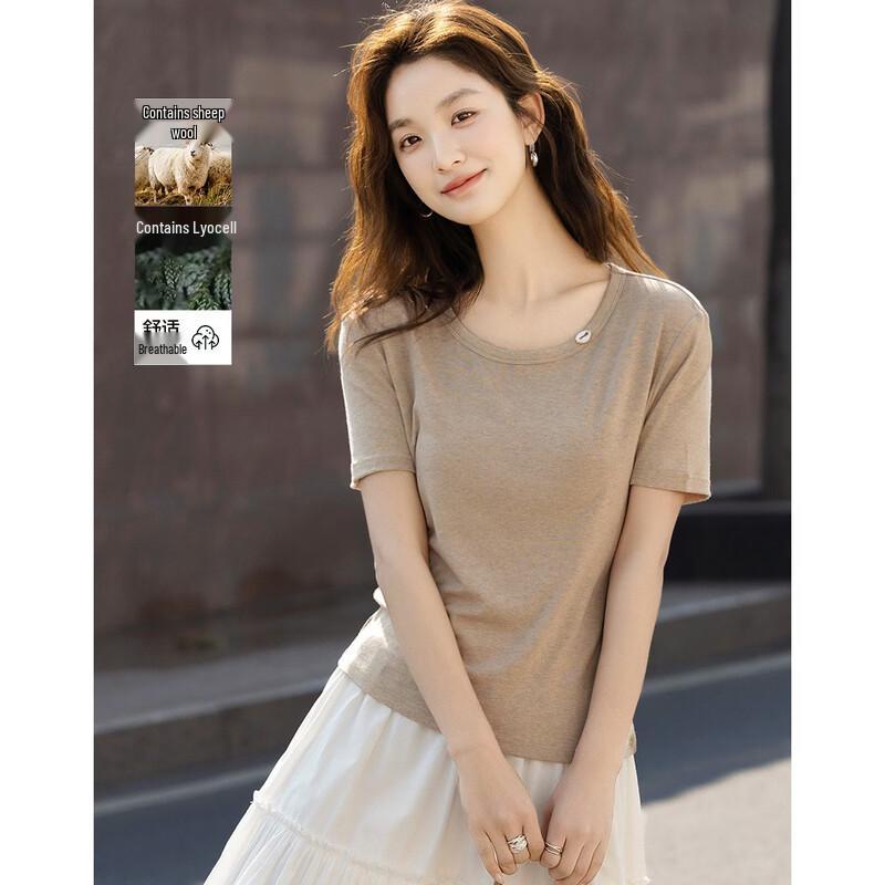 Demana Women s Lyocell-Wool Blend Slim T-shirt L