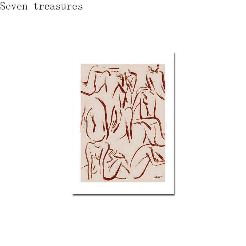 Curve Line Girl Abstract Aesthetic Wall Art Canvas, Nordic Posters and Prints, Picture Mural, Interior Vintage Room Decoration