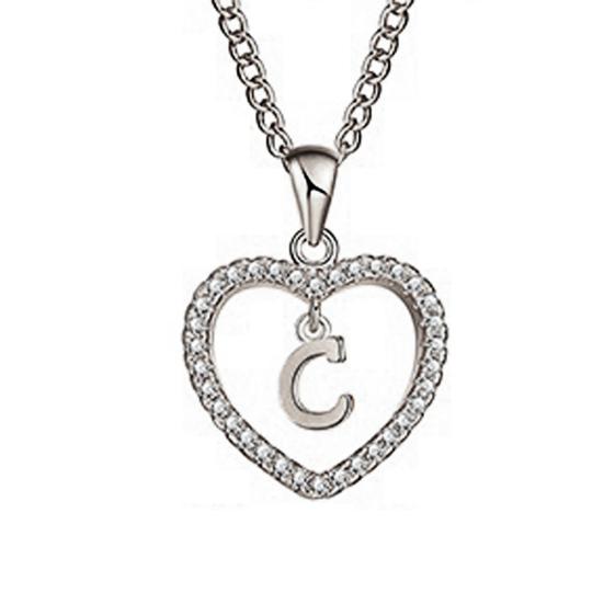 Concise Hollowed Heart Alphabet Unisex Necklace Jewelry Neck Chain Pendant Decor