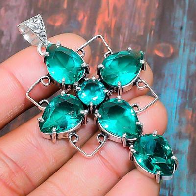 Astonishing Cross Green Tourmaline Gemstone Handmade 925 Sterling Silver Jewelry Pendant